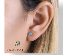 Load image into Gallery viewer, .5 ct Solid 14K Yellow Gold 4mm Round Cut Blue Topaz CZ Earrings