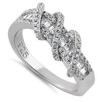 Load image into Gallery viewer, Silver Exotic Twisted CZ Ring