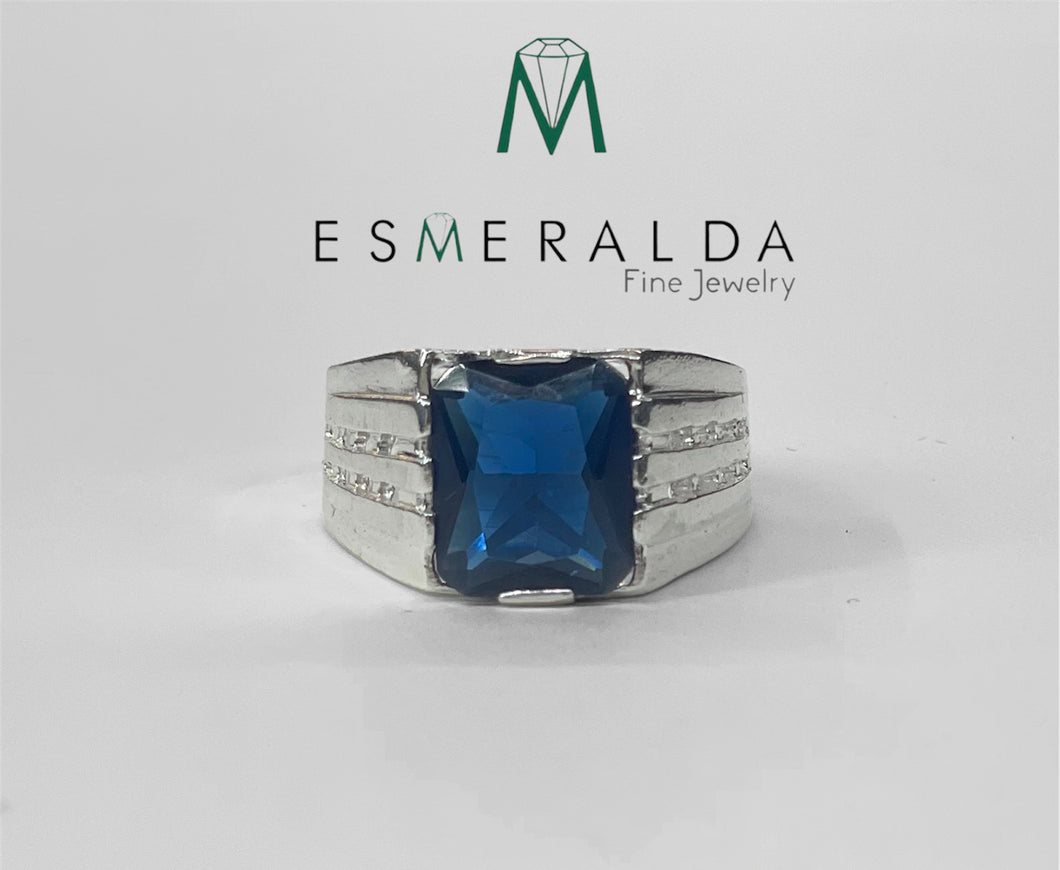 Rings For Man rectangle shape Sapphire Gemstones