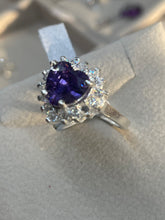 Load image into Gallery viewer, Heart design ring with white amethyst and zirconia