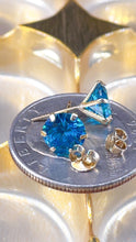 Load image into Gallery viewer, 14K BLUE ZIRCON 7 MM  EARRINGS