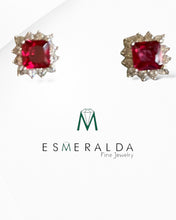 Load image into Gallery viewer, 925 silver earrings with the color of Ruby gemstone