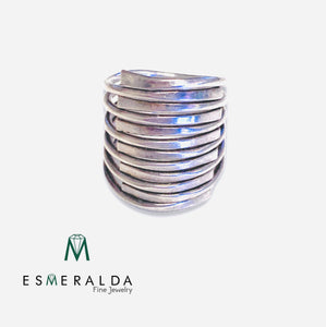 Esmeralda's Line Design Silver Ring - Esmeralda Fine Jewlery