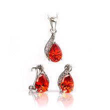 Load image into Gallery viewer, Orange Pear-Shaped Gemstone Pendant &amp; Earring Set - Esmeralda Fine Jewlery