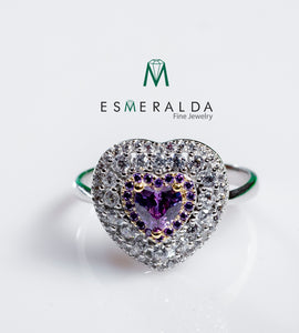 Purple Amethyst Heart Shaped Ring - Esmeralda Fine Jewlery