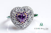Load image into Gallery viewer, Purple Amethyst Heart Shaped Ring - Esmeralda Fine Jewlery