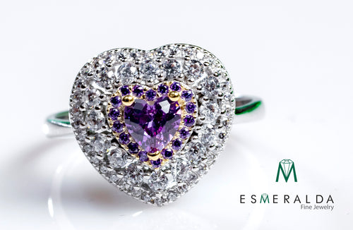 Purple Amethyst Heart Shaped Ring - Esmeralda Fine Jewlery