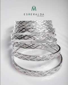 Set of 7 Silver Bangle Bracelets - Esmeralda Fine Jewlery