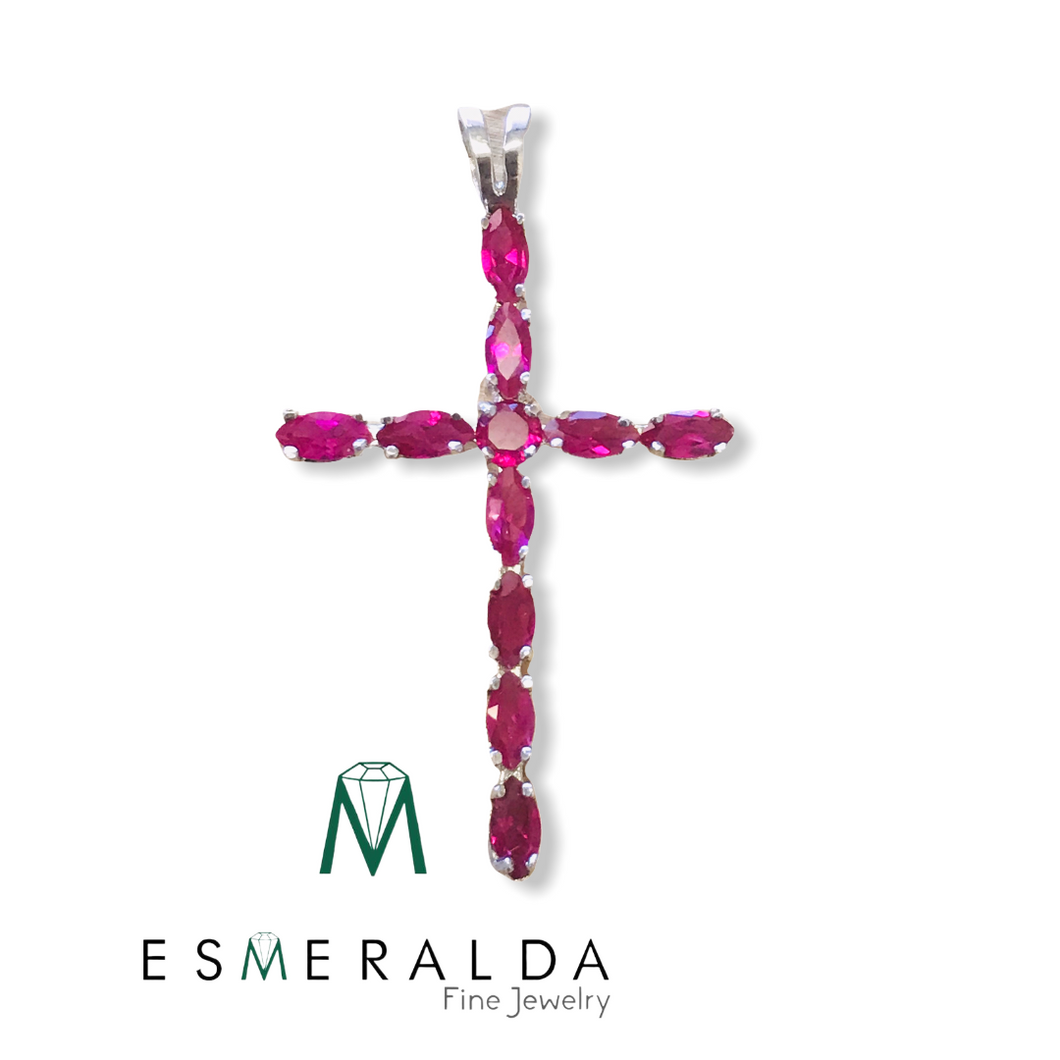 Red Gemstone Cross Pendant - Esmeralda Fine Jewlery