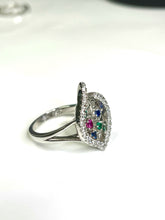 Load image into Gallery viewer, Multicolor &amp; Clear Gemstone Silver Ring