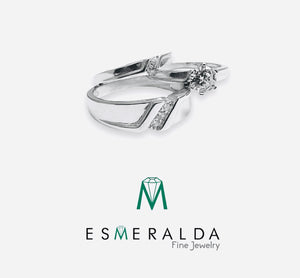 His and Hers Bridal Set with White Gemstones. - Esmeralda Fine Jewlery