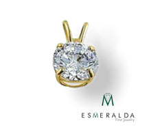 Load image into Gallery viewer, Solid 14K Yellow Gold Classic Round CZ Pendant