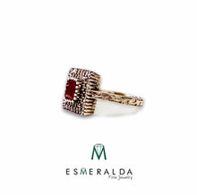 Load image into Gallery viewer, Red Square Shaped Gemstone Silver Ring