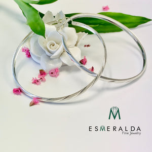 Brushed Line Design Hoop Earrings. - Esmeralda Fine Jewlery