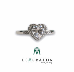 Heart Shaped Gemstone Silver Ring