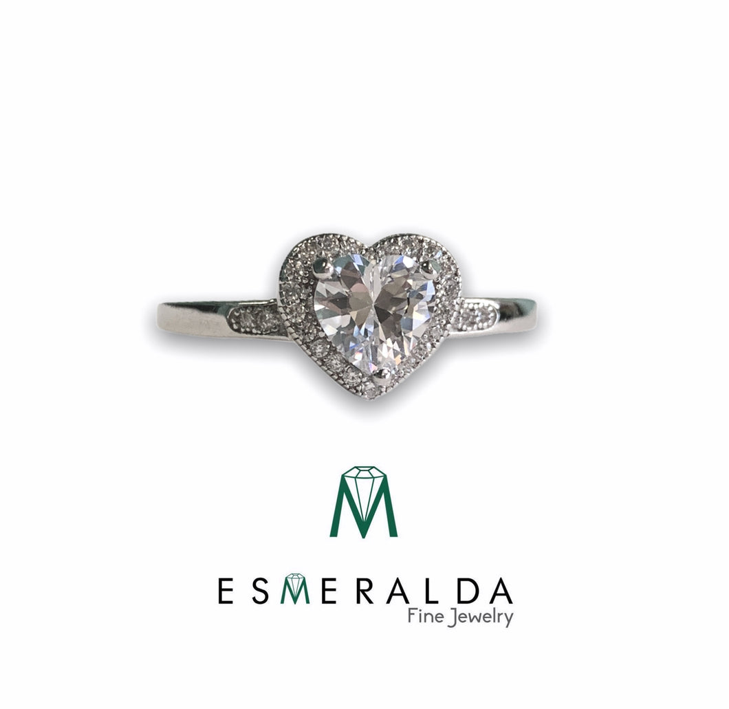 Heart Shaped Gemstone Silver Ring