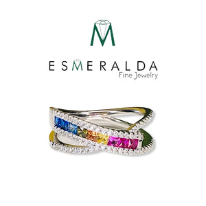 Multicolor Gemstone Silver Ring - Esmeralda Fine Jewlery