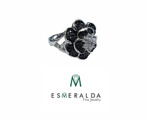 Black Flower Ring - Esmeralda Fine Jewlery