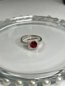 Red Round Gemstone Silver Ring - Esmeralda Fine Jewlery