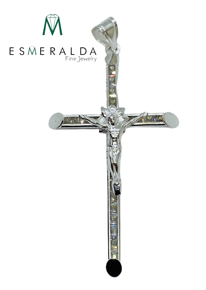 Crucifix Pendant with Zirconia Stones - Esmeralda Fine Jewlery
