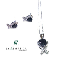 Load image into Gallery viewer, Black Black Gemstone Earring &amp; Pendant Set - Esmeralda Fine Jewlery