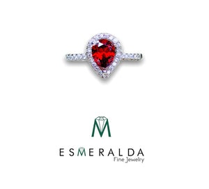 Pear Shaped Red Gemstone Ring - Esmeralda Fine Jewlery