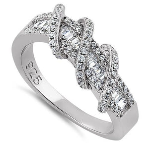 Silver Exotic Twisted CZ Ring