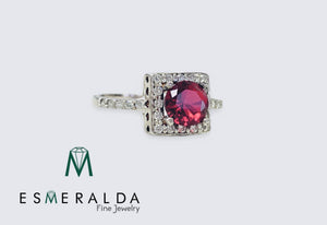 Round Red Gemstone Ring - Esmeralda Fine Jewlery
