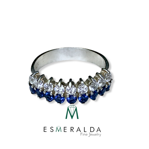 Blue & White Gemstone Ring - Esmeralda Fine Jewlery