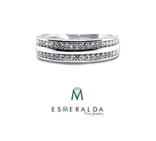 Load image into Gallery viewer, Dual Line Studded Zirconia Silver Band - Esmeralda Fine Jewlery
