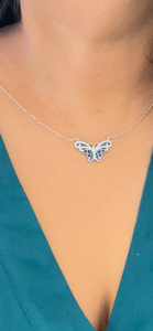 925 Silver Butterfly Woman Necklace With White Zirconia