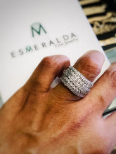 Load image into Gallery viewer, Multi Row Silver Ring with Diamond Cut Zirconias - Esmeralda Fine Jewlery