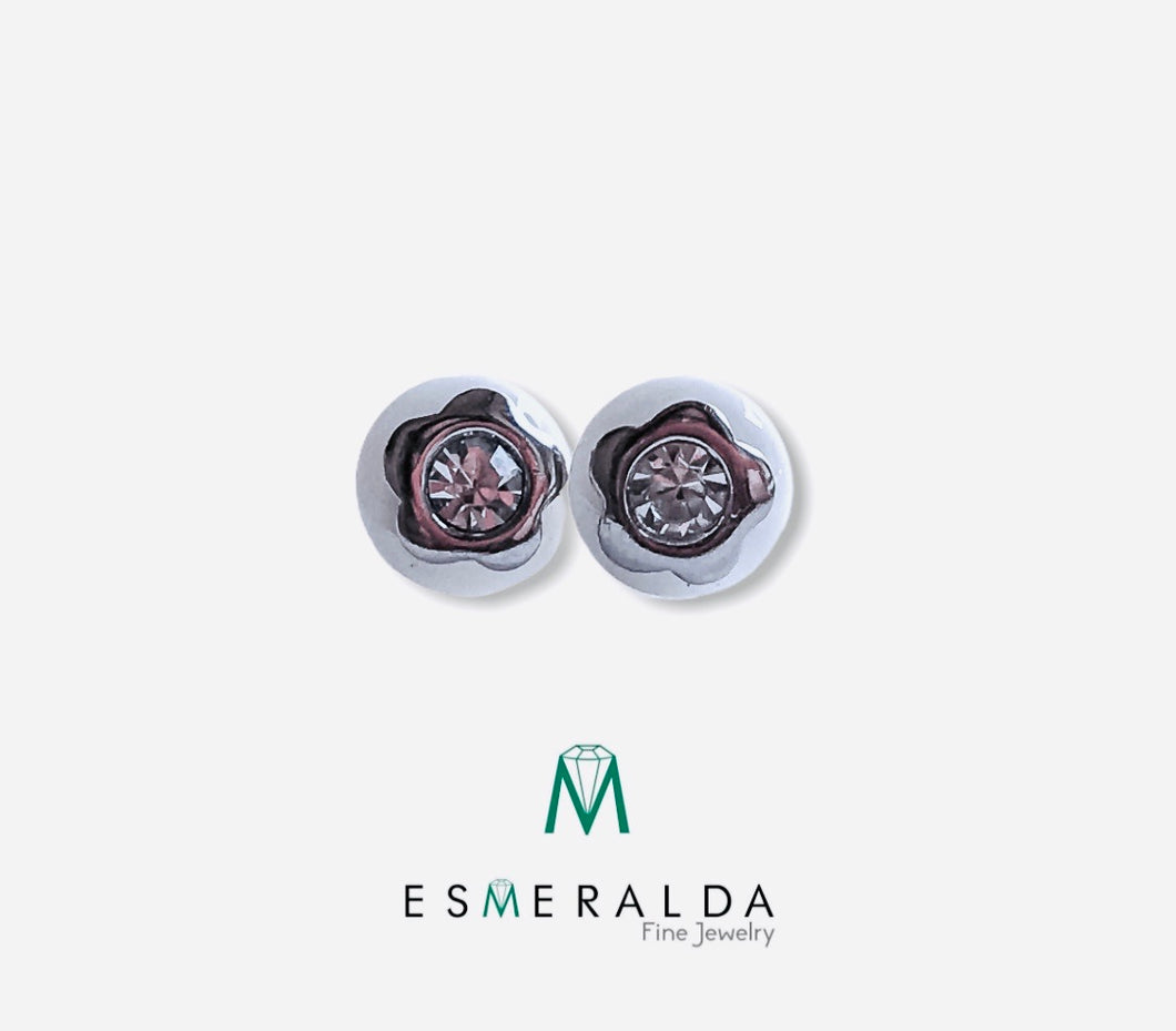 Zirconia Studded White Earrings - Esmeralda Fine Jewlery
