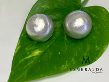 Load image into Gallery viewer, Brushed Silver Half Dome Earrings - Esmeralda Fine Jewlery