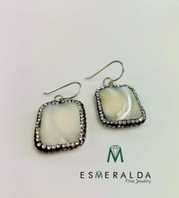 Load image into Gallery viewer, White Square Opal Earrings