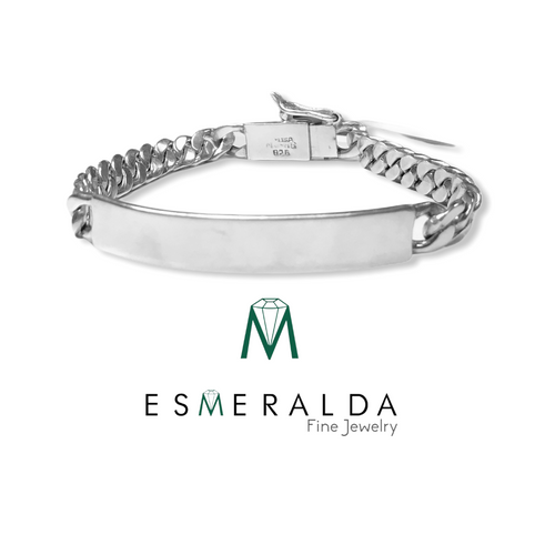 Silver Bracelet with Name Plate for Him - Esmeralda Fine Jewlery