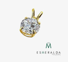 Load image into Gallery viewer, Solid 14K Yellow Gold Classic Round CZ Pendant