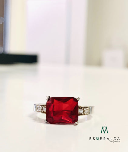 Red Gemstone Silver Ring - Esmeralda Fine Jewlery