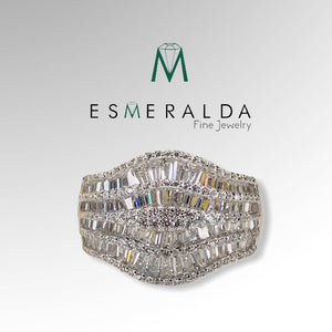 Clear Gemstone Encrusted Silver Ring - Esmeralda Fine Jewlery