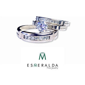 Engagement Triple Set Silver Rings - Esmeralda Fine Jewlery