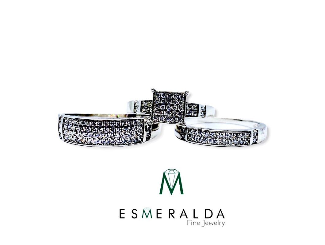 Diamond Cut White Gemstone Bridal Set - Esmeralda Fine Jewlery