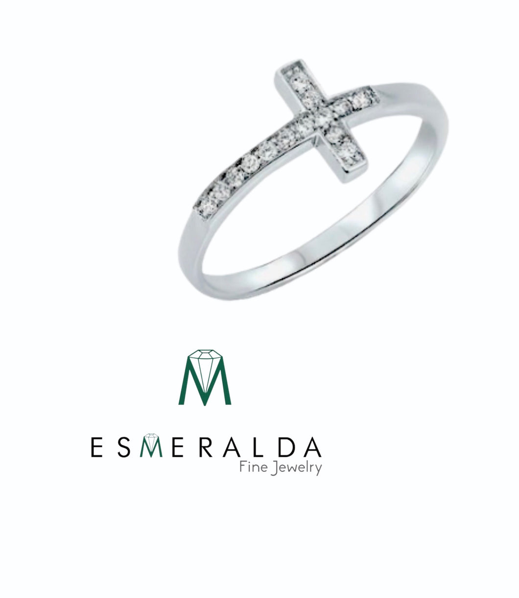 Chanel Set Gemstone Cross Ring - Esmeralda Fine Jewlery