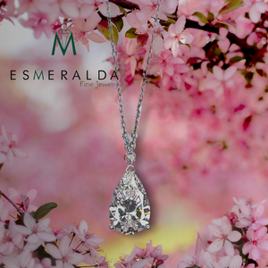 Pear Shaped White Stone Necklace - Esmeralda Fine Jewlery