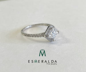 Round Cut with Princess Halo Engagement Ring - Esmeralda Fine Jewlery