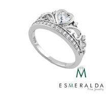Load image into Gallery viewer, Heart Crown Clear CZ Ring