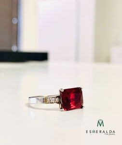 Red Gemstone Silver Ring - Esmeralda Fine Jewlery