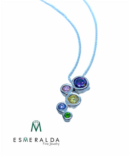 Multicolor Gemstone Pendant Necklace - Esmeralda Fine Jewlery