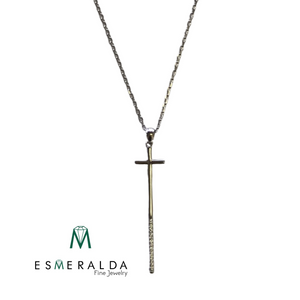 Long Silver Cross Pendant - Esmeralda Fine Jewlery