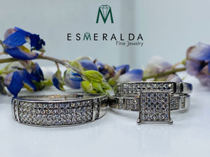 Diamond Cut White Gemstone Bridal Set - Esmeralda Fine Jewlery