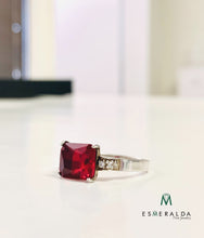 Load image into Gallery viewer, Red Gemstone Silver Ring - Esmeralda Fine Jewlery